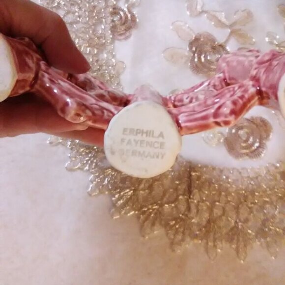 Erphila Fayence Germany log fence bud vase vintage excellent - Picture 5 of 9